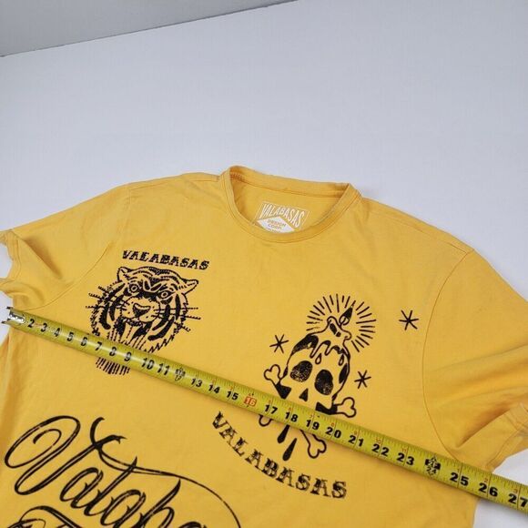 Valabasas Tattoo Shop Distressed Studded Tee T-Shirt Vintage Yellow Size XL Y2K - Picture 7 of 13